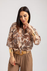 Camicia batik beige e cioccolato FEDERICA BI
