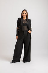 Pantalone nero in cadi FEDERICA BI