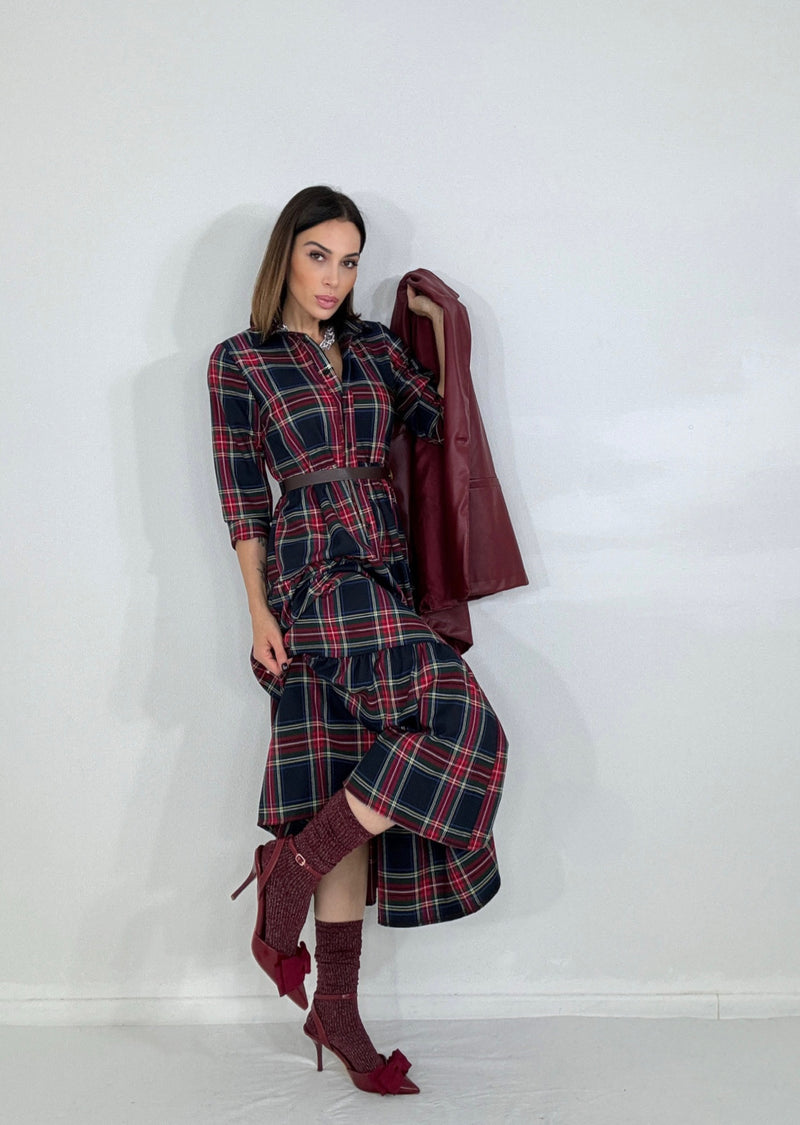 Abito tartan blu FEDERICA BI