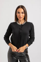 Cardigan nero gioiello FEDERICA BI