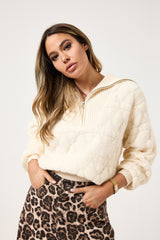 Maglione burro con zip FEDERICA BI