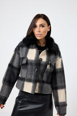 Giacca tartan grigio nero FEDERICA BI