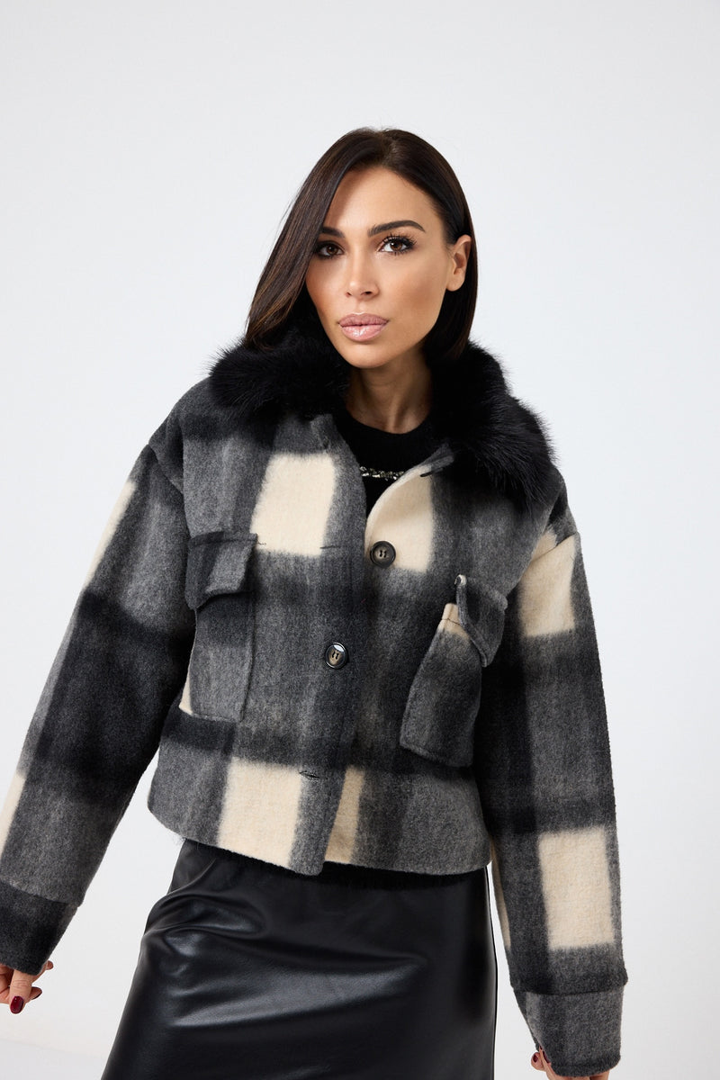 Giacca tartan grigio nero FEDERICA BI