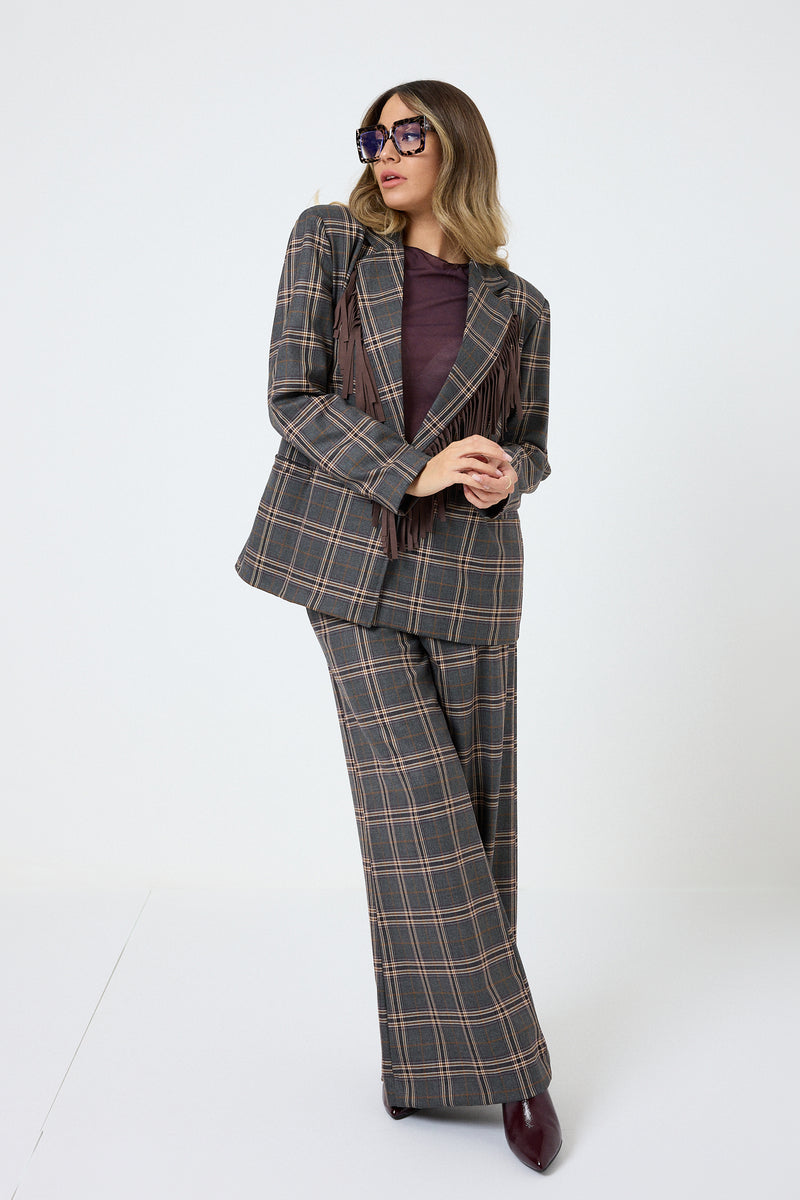 Pantalone tartan grigio FEDERICA BI