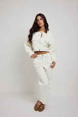 Pantalone denim bianco FEDERICA BI