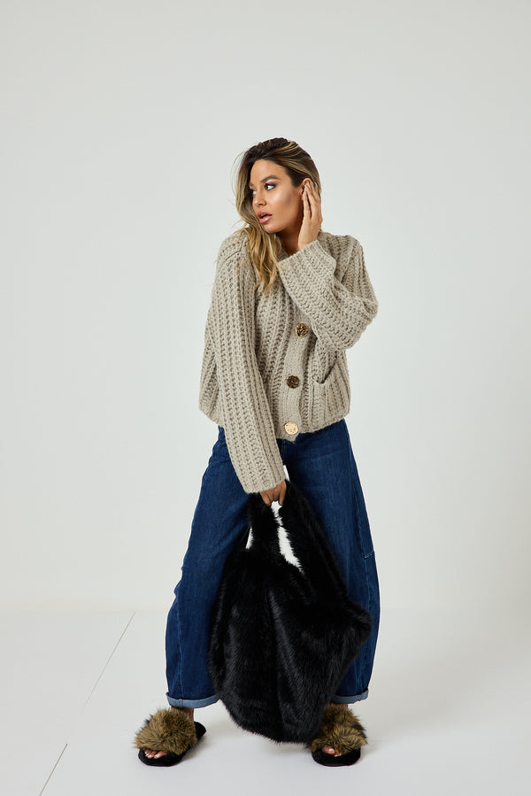 Cardigan bottone oro FEDERICA BI