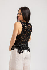 Top nero crochet FEDERICA BI