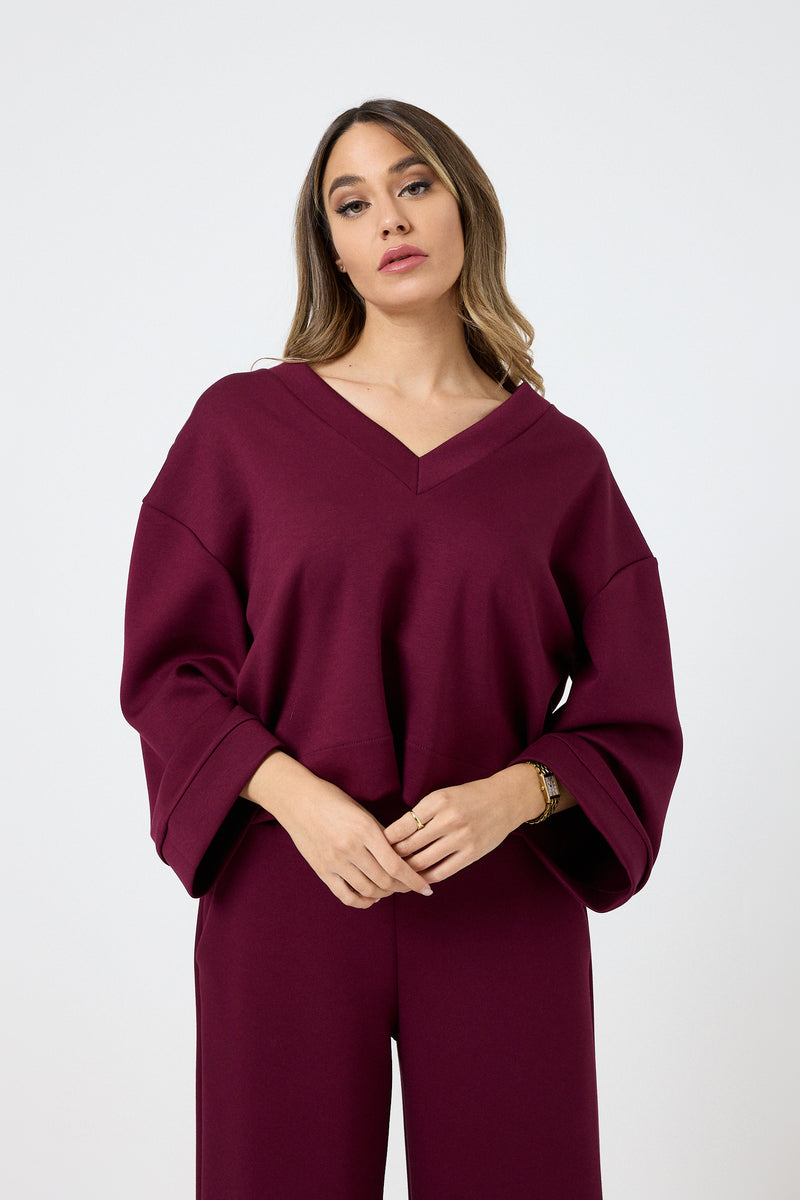 Completo tuta in punto Milano bordeaux FEDERICA BI