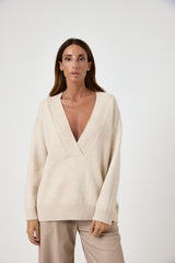 Maglia beige scollo FEDERICA BI