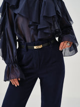 Pantalone in velluto blu navy FEDERICA BI