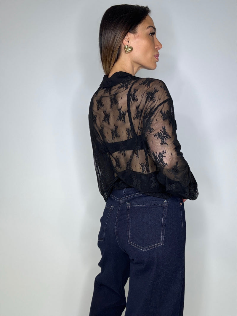 Camicia nera in pizzo FEDERICA BI