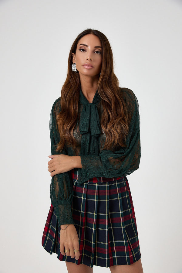 Camicia in pizzo verde scuro FEDERICA BI