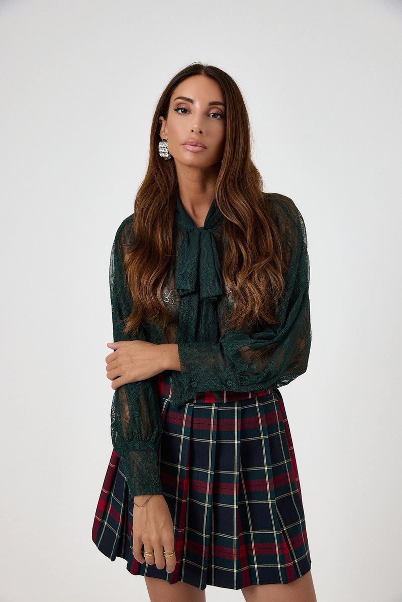 Camicia in pizzo verde scuro FEDERICA BI
