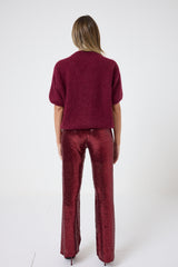 Pantalone in paillettes bordeaux FEDERICA BI