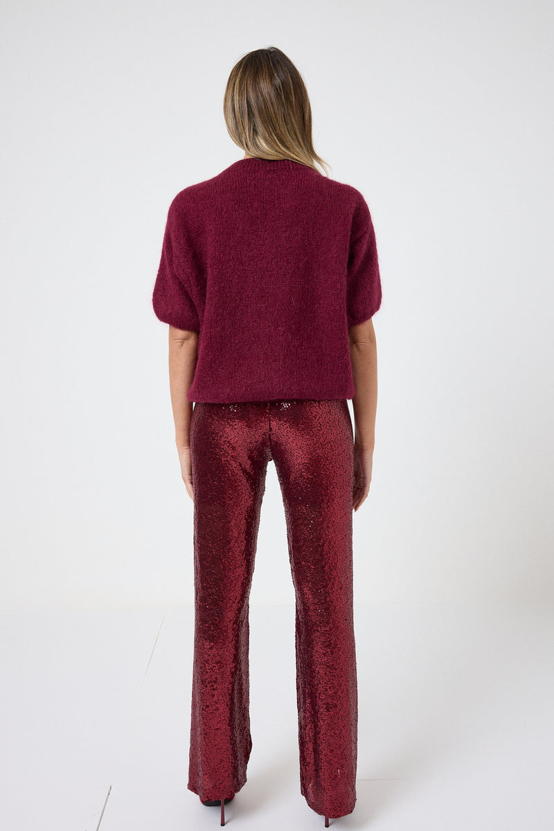 Pantalone in paillettes bordeaux FEDERICA BI