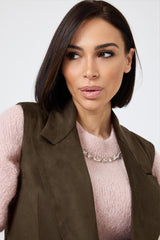 Gilet in ecosuede verde FEDERICA BI