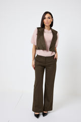 Gilet in ecosuede verde FEDERICA BI