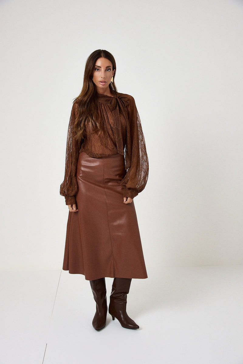 Gonna in similpelle coccio FEDERICA BI