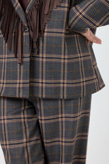 Blazer tartan grigio frange FEDERICA BI