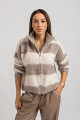Cardigan riga beige FEDERICA BI