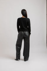 Pantalone nero in ecopelle FEDERICA BI