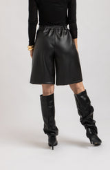 Bermuda in ecopelle nero FEDERICA BI