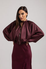 Giacchina FEDERICA BI in raso bordeaux