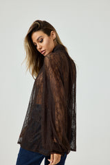 Camicia in pizzo moro con fiocco FEDERICA BI