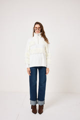 Cardigan con zip e frange FEDERICA BI ( vari colori )