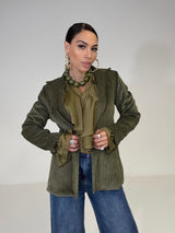 Blazer in velluto verde militare