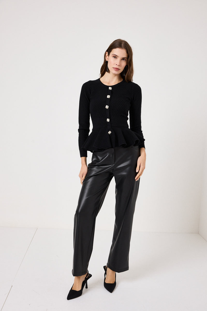 Maglia nera bottoni gioiello FEDERICA BI