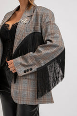Blazer principe di Galles frange nere FEDERICA BI