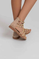 Sandalo beige borchie oro FEDERICA BI