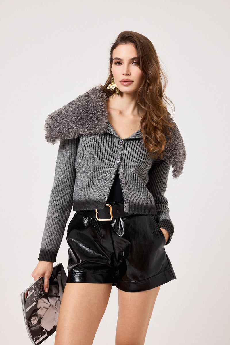 Cardigan in maglia grigio FEDERICA BI