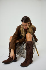 Stivale marrone con frange FEDERICA BI