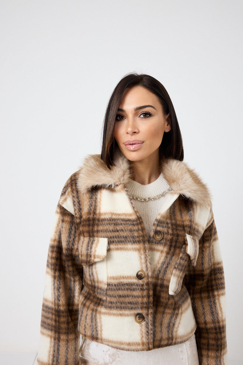 Giacca tartan beige FEDERICA BI