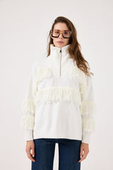 Cardigan con zip e frange FEDERICA BI ( vari colori )