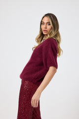 Pantalone in paillettes bordeaux FEDERICA BI