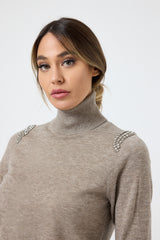 Maglia collo altro cristalli FEDERICA BI ( più colori )