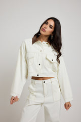 Giacca crop in denim bianco FEDERICA BI