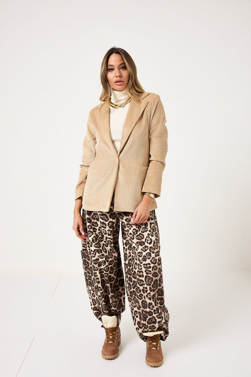Blazer in velluto beige FEDERICA BI