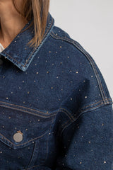 Giacca blu denim cristalli FEDERICA BI