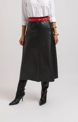 Gonna midi in ecopelle nera FEDERICA BI
