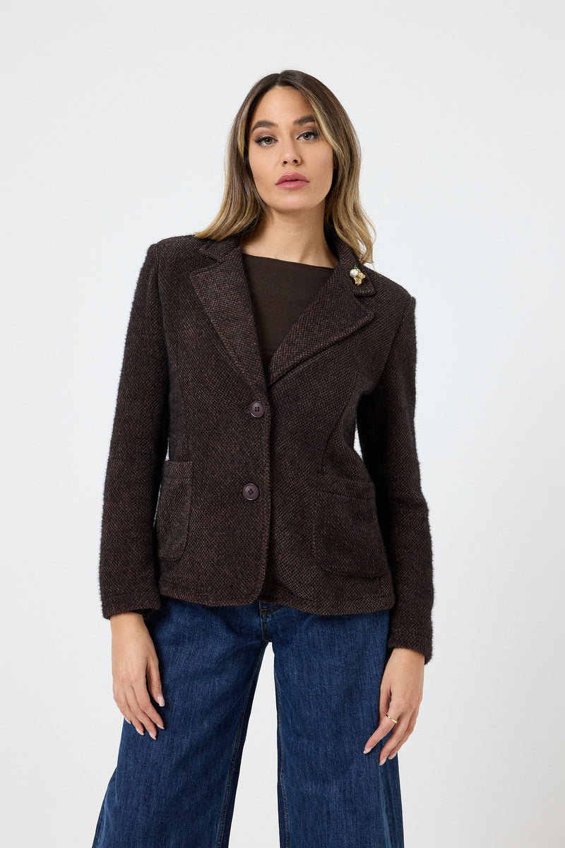 Blazer in ciniglia con spilla FEDERICA BI