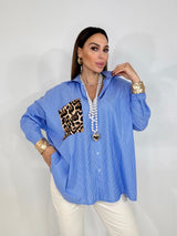 Camicia gessata azzurra FEDERICA BI