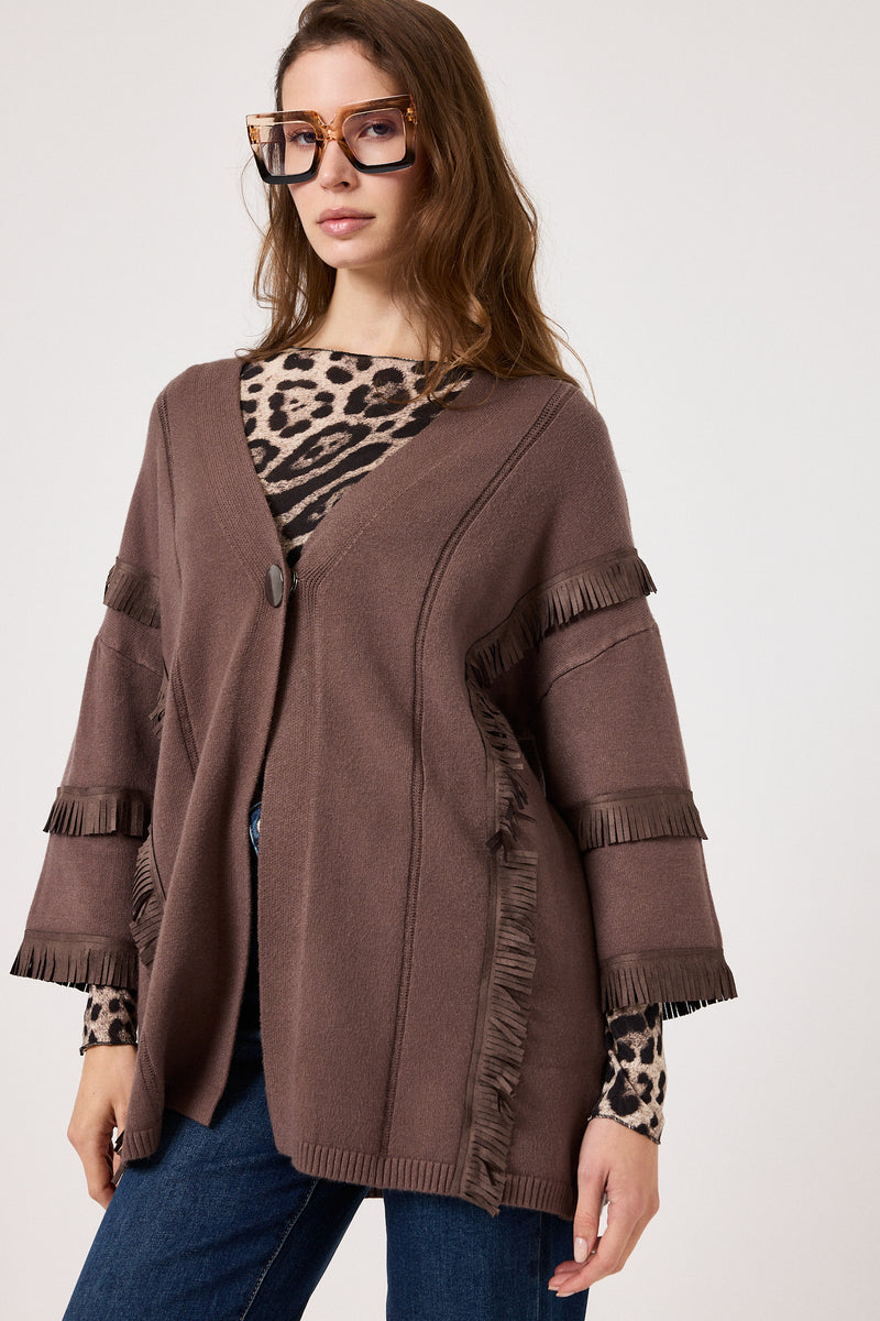 Cardigan frange in ecosuede FEDERICA BI