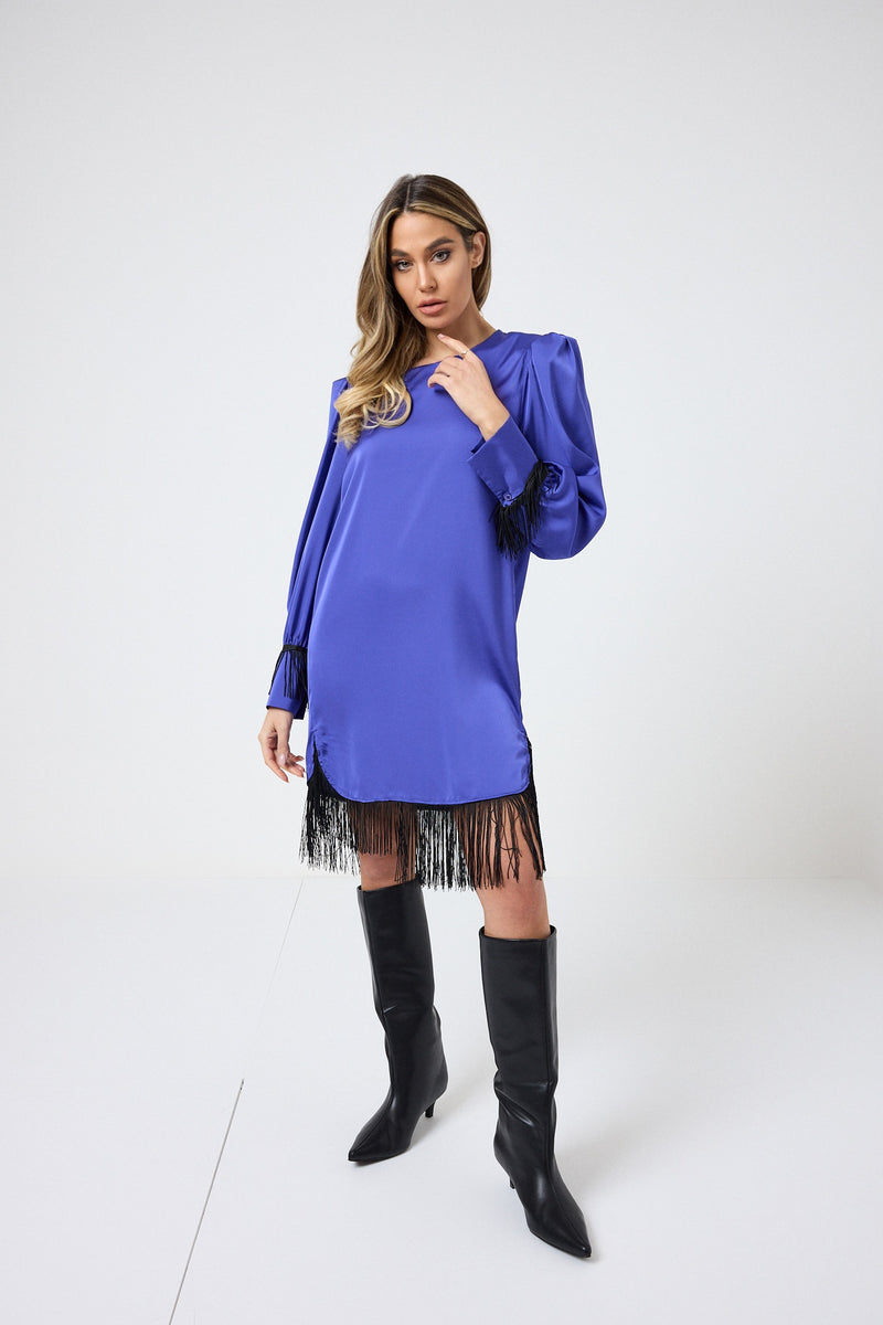 Abito in raso frange FEDERICA BI