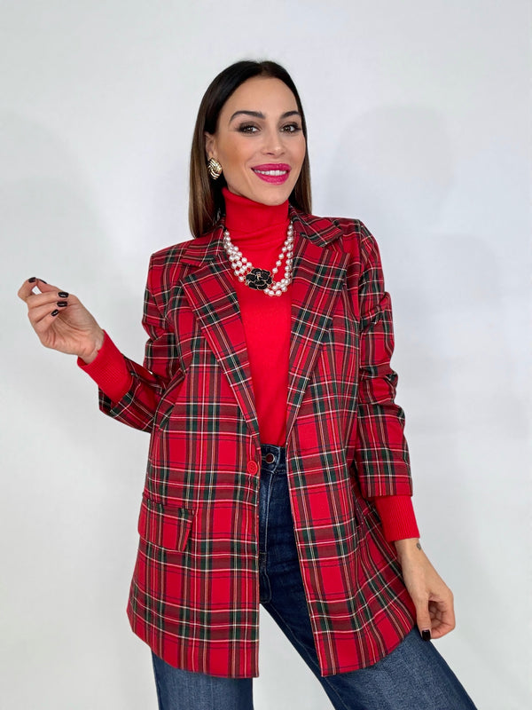 Blazer tartan rosso FEDERICA BI