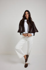 Giacca in ecopelle marrone FEDERICA BI