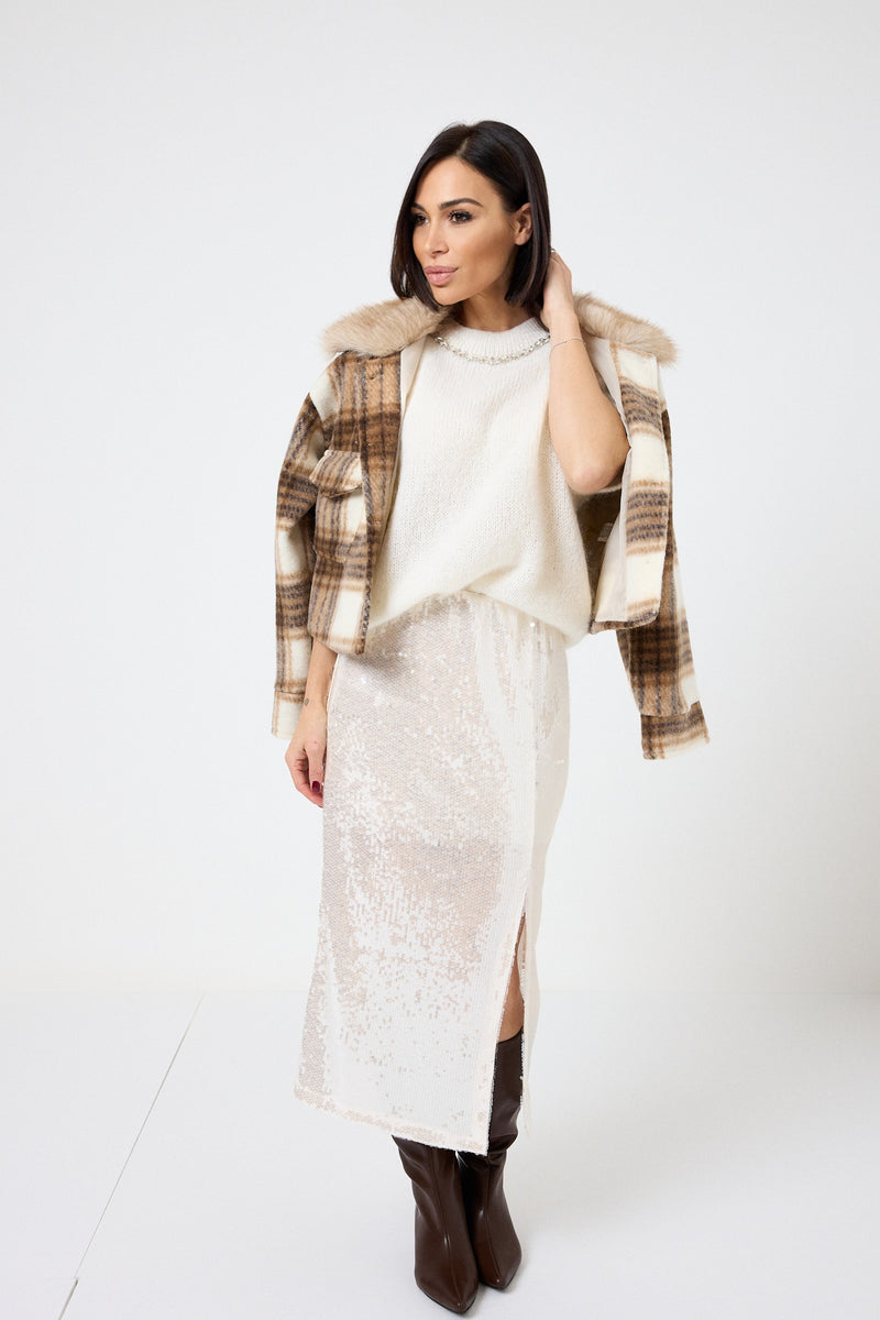 Giacca tartan beige FEDERICA BI